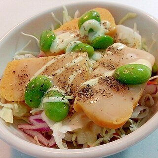 千切り野菜と玉子焼きと枝豆のシーザーサラダ